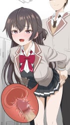 1boy 1girls blush clothed clothed_sex doggy_style female from_behind mammal penetration penis sex sex_from_behind standing standing_sex suou_yuki takuru tokidoki_bosotto_russian_de_dereru_tonari_no_alya-san