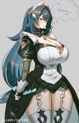 1girls artist_request breasts cleavage danica_(genshin_impact) female female_focus female_only genshin_impact large_breasts light-skinned_female light_skin solo thick_thighs thighhighs thighs wide_hips