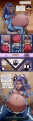 2girls bad_end bad_ending belly_button big_belly big_breasts bra breast_expansion comic cutaway dark55321 dark_skin dialogue digestion female_only gamefreak gastly glasses huge_belly huge_breasts intestinal_bulge intestines juliana_(pokemon) large_breasts lipstick navel pokemon_sv purple_hair raifort_(pokemon) reincarnation stomach stomach_bulge tagme teacher teacher_and_student thick_thighs thigh_expansion tight_clothing vore vore_belly weight_gain wide_hips x-ray
