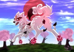1girls amaterasu amaterasu_(okami) animal_genitalia animal_vulva anus astralia canid canine canine_genitalia canine_vulva canis capcom cherry_blossom cloud deity ears eyelashes fangs female feral flower fur furaffinity furry genitals goddess grass hi_res japanese_mythology mammal markings okami okami_(capcom) open_mouth pawpads paws plant prunus_(flower) red_accents red_eyes red_markings sky solo sun tail teeth vulva white_body white_fur wolf wolf_girl
