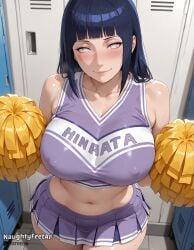 1girl ai ai-created ai_generated ass ass_focus bangs big_ass big_breasts big_nipples blue_hair blunt blunt_bangs blushing breasts bubble_butt cheerleader cheerleader_uniform cleavage collarbone curvaceous curvy curvy_female curvy_figure erect_nipples from_above half_lidded_eyes hands_on_breasts hinata_hyuuga hips holding_pom_poms huge_ass huge_breasts hyuuga_hinata large_breasts lidded_eyes locker locker_room lockers long_hair looking_at_viewer midriff narrowed_eyes naruto naruto_(series) naruto_shippuden naughtyfeetai navel nipple_outline nipples no_pupils on_breasts pom_poms pubic_hair puffy_nipples purple_shirt purple_skirt room seductive seductive_smile sexy sexy_pose shirt skirt sleeveless slim_waist smile smooth_skin solo standing sweating sweating_profusely thick_ass thick_thighs thighs thin_waist uniform white_eyes wide_hips