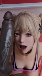 3d big_penis blacked blacked_clothing blonde_female blonde_hair blue_eyes dead_or_alive dick_on_face icedev marie_rose noctryanim surprised_expression