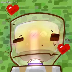 1:1 blush blush_lines bodily_fluids digital_media_(artwork) feral genital_fluids genitals goo_creature heart_symbol hi_res microsoft minecraft minecraft_sheep_fucker mojang penetration sex sex_toy sex_toy_insertion simple_background slime solo sulfur_cube_(minecraft) venom_melon xbox_game_studios