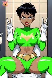 1female 1girl 1human 1woman 2d ai-generated ai_generated angry angry_expression angry_eyes angry_face angry_female artist_logo bangs bare_skin bare_stomach bathroom bathroom_background bathroom_stall bathroom_tiles batman:_the_animated_series batman_(series) batwoman batwoman_(dcau) bellybutton belt black_hair black_hair_female boobs bottomwear breasts brunette brunette-haired_female brunette_female brunette_hair brunette_hair_female cameltoe clothed clothed_female clothes clothing cosplay cosplaying_as_character covered_boobs covered_breasts covered_pussy dark-skin dark-skinned_female dark_skin dark_skinned_female dc dc_comics dcau dcu double_peace_sign double_v double_v_sign dressed english_text eye_makeup eyebrows eyelashes eyes_open eyeshadow facing_forward female female_human female_solo front_view fully_clothed fully_clothed_female fully_dressed gloves gold_belt golden_belt green_bottomwear green_clothes green_clothing green_latex green_legwear green_ranger green_shirt green_sleeves green_thigh_highs green_thighhighs green_thong green_topwear hair hands_up high_res high_resolution highres human human_female human_solo hunnyhive hunnyhive(artist) hunnyhivestudio hunnyhivestudios kathy_duquesne latex latex_clothing latex_thigh_highs latex_thighhighs legs_open legs_spread legs_spread_open lips lipstick long_eyelashes makeup midriff midriff_baring_shirt midriff_exposed navel no_nudity open_eyes open_legs power_rangers public_bathroom public_restroom pussy_visible_through_clothes pussy_visible_through_clothing pvc pvc_(material) questionable red_lips red_lipstick saban_entertainment shiny_clothes shiny_clothing shiny_lips shirt short_black_hair short_hair short_hair_female sleeves solo solo_female solo_human spread_legs stomach thick_thighs thigh-highs thigh_highs thighhighs thighs thighs_spread thong tight_clothes tight_clothing tiled_wall toilet toilet_paper toilet_paper_roll topwear vagina_visible_through_clothing washroom white_boots white_footwear white_gloves yellow_outfit