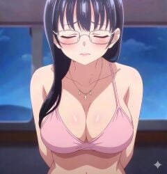 ai_generated anna_yamada big_body big_boobs bikini boku_no_kokoro_no_yabai_yatsu cute_face highschool_girl large_breasts looking_at_viewer pink_bikini smile yamada_anna