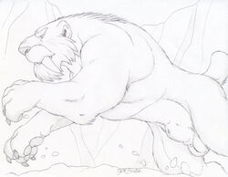 20th_century_fox 20th_century_studios animal_genitalia balls blue_sky_studios disney dudebulge fangs feline feral fully_sheathed greyscale ice_age_(film) ice_age_(series) leaping male male_only mammal monochrome pencil_(artwork) quadruped saber-toothed_cat sabertooth_(feature) sheath side_view signature solo soto_(ice_age) traditional_media_(artwork)