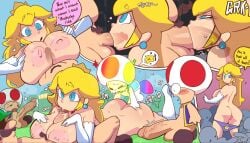 1girls 5boys a_stranger12 armwear ass ass_grab balls big_breasts blonde_hair blowjob blue_eyes boobjob breasts crown doggy_style ear_piercing erection faceless_male female female_focus fungus genitals green_hat hat huge_breasts human human_female human_male human_on_human human_on_humanoid humanoid humanoid_male interspecies large_breasts light-skinned_female light-skinned_male light_skin long_hair luigi lying_on_stomach male male/female mammal mario mario_(series) mature mature_female mature_male mega_mushroom mushroom mushroom_humanoid nintendo nipples nude nude_female nude_male oral oral_sex outdoors penis penis_between_breasts penis_growth penis_in_mouth penis_in_pussy princess princess_peach princess_peach_(starbomb) pubic_hair royalty sex starbomb straight straight_sex testicles toad_(mario) white_armwear