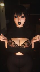 1girl 1girls 2026 3d 4k areola_slip areolae areolae_slip background beauty_mark belly belly_button big_breasts black_eyeshadow black_hair black_lipstick black_nails blue_eyes bra breast_squeeze breasts breasts_bigger_than_head chest chromatic_aberration clothed clothing crashbanditkut depth_of_field detailed_background eyebrows eyelashes eyeshadow female goth goth_girl hair half-closed_eyes hi_res high_resolution highres hotel hotel_transylvania indoors inside leggings light-skinned_female light_skin lips lipstick long_eyelashes long_nails looking_at_viewer makeup mascara mature mature_female mature_woman mavis_dracula mole mole_under_eye nail_polish nails navel night open_mouth pinup room see-through see-through_clothing self_upload shirt short_hair solo solo_female solo_focus standing straight straight_hair teeth thick thick_lips thick_thighs thighs tummy vampire vampire_girl virt-a-mate virtamate voluptuous voluptuous_female young young_female