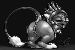 2016 anthro anthro_only anus ass ass_up bedroom_eyes black_and_white black_background black_nose carrot_(artist) clitoris fangs female hair half-closed_eyes hindpaw kuroodod_(fursona) long_hair looking_at_viewer looking_back monochrome nintendo open_mouth paws pokemon pokemon_(species) presenting presenting_hindquarters pussy raichu seductive semi-anthro simple_background solo tongue tongue_out twerking video_games