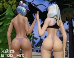 ass ass_focus bunnii_o'hare_(fortnite) duo duo_female duo_focus fortnite fortnite:_battle_royale leelah_(fortnite) tob_art_