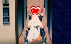doorway from_behind geega holding_up holding_up_female indie_virtual_youtuber koikatsu koikatsu_(medium) large_breasts no_sound tagme tenga_outfit video virtual_youtuber vtuber yuukis