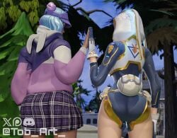 ass ass_focus bunnii_o'hare_(fortnite) duo duo_female duo_focus fortnite fortnite:_battle_royale leelah_(fortnite) tob_art_