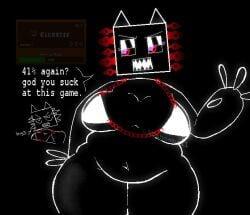 31shoebill bbw belly belly_button big_breasts bikini_top bottomless cat_ears chubby chubby_female clubstep_monster eyelashes eyeshadow geometry_dash navel square_head thick_thighs