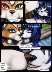 2013 anthro canid canine canon_couple comic dialogue duo english_text female fox fox_mccloud hi_res krystal male male/female mammal moltsi nintendo nude skinny_dipping star_fox text video_games