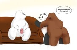 anal anal_sex ass balls bear cartoon_network grizzly_(character) grizzly_bear ice_bear male mammal panda panda_(character) penetration penis polar_bear sofa unknown_artist we_bare_bears yaoi