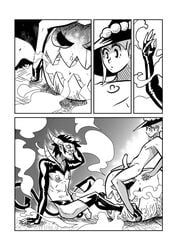 2boys anal cape comic crossdressing demon_boy femboy gay halloween high_heels horns mask nipple_piercing nipples nude pcononymous penis pumpkin thigh_boots weremole witch witch_hat yaoi