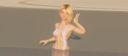 alternate_version_available clothed clothed_female clothing fortnite fully_clothed fully_clothed_female kfc_(artist) muscular muscular_female one-piece_swimsuit peace_sign sfw_version shiny shiny_skin smile smiling smiling_at_viewer spider-gwen spider-gwen_(fortnite) spider-man_(series) v_sign wet wet_body wink winking winking_at_viewer