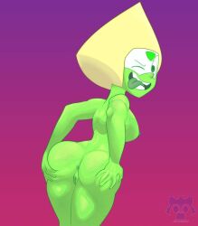 1girls cartoon_network evil_raccoon green_body nude peridot_(steven_universe) solo steven_universe