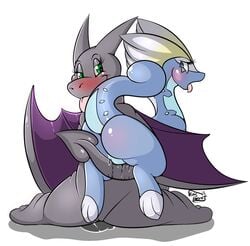 2015 aerodactyl anthro ass aurorus blue_eyes blush duo eyelashes female green_eyes half-closed_eyes hi_res kingbeast kneeling looking_back membranous_wings nintendo open_mouth pokémon_(species) pokemon pokemon_rgby pokemon_xy pussy pussy_juice raised_tail sex simple_background smile tail_sex tongue tongue_out video_games wet white_background wings yuri