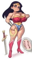 big_breasts breasts dc dc_comics heels huge_breasts kelvin_hiu sweat sweatdrop sweaty_breasts wonder_woman