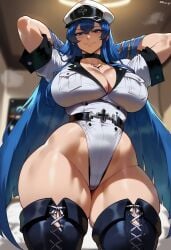 ai_generated akame_ga_kill! esdeath_(akame_ga_kill!) rayasox seductive_look seductive_smile thick_thighs