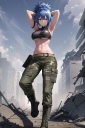 ai_generated blue_eyes blue_hair king_of_fighters leona_heidern metal_slug snk