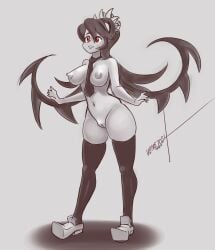 big_breasts big_pussy filia_(skullgirls) nipples pussy red_eyes skullgirls thick_thighs venetosh