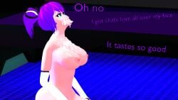 after_oral cum cum_on_breasts cum_on_face melody_(projektmelody) on_knees projektmelody tongue_out vtuber