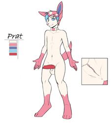 1boy animal_genitalia anthro ass balls canine_penis collar cuntboy eeveelution erection full-package_cuntboy herm hermaphrodite intersex knot male maleherm multi_genitalia nintendo nude penis pokemon pokemorph pussy sheath simple_background solo sylveon video_games vinta