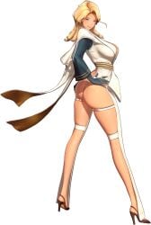 1girls 3d 3d_model alternate_costume ass blonde_hair blue_eyes breasts cape dat_ass exposed_ass exposed_thighs game_cg gloves heels hi_res highres horizon_walker huge_ass legs long_hair medium_breasts no_bra official_art olivia_(horizon_walker) pants simple_background smile smiling suit tan_body tan_skin thick_thighs thighs thong wavy_hair white_pants white_suit