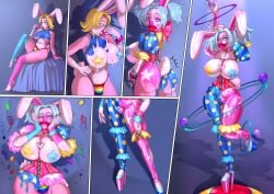 big_breasts bimbo bimbo_lips bimbofication blonde_hair blue_eyes blue_hair breasts bunny bunny_ears bunny_tail clown clown_costume clown_makeup clown_nose clownification collar creampiesoda furry futa_only futanari high_heels legwear nail_polish nails original original_character pumps rainbow_thong rubber sharp_fingernails short_hair thong tongue tongue_out transformation twintails