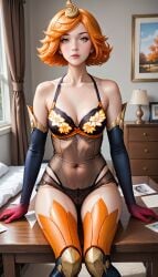 ai_generated bra elementalist_lux elementalist_lux_fire league_of_legends lingerie luxanna_crownguard panties riot_games thighhighs