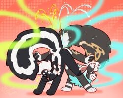 2024 absurd_res chibi crownedvictory hi_res ictonychine mammal marbled_polecat mephitid mustelid musteline polecat_(mustelid) skahyoonk skunk skunk_spray smell smells smelly spray tagme