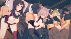 3d 3girls 4boys animal_ears animated animated_image arknights arms_above_head balls bear_ears bear_girl bent_over boots bouncing_breasts bound_wrists breasts breasts_out brown_hair carrying carrying_partner clothes_lift doggy_style double_penetration female female_penetrated green_hair grey_hair group group_sex hat head_feathers long_hair male male_penetrating mask masked_male medium_breasts medium_hair miniskirt nezu_(artist) orgy parallel_sex penis poncirus_(arknights) rat_ears rat_girl rope rope_bondage sandwiched scavenger_(arknights) standing standing_doggy_style standing_sex suspended_double_penetration thighhighs topless_male torn_clothes uncensored zima_(arknights)