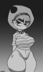 1girls big_breasts black_and_white cartoon_network curvy female female_only goth goth_girl huge_ass human jemphep mandy_(billy_and_mandy) the_grim_adventures_of_billy_and_mandy thick_thighs thong