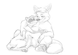 absurd_res animal_genitalia balls black_and_white canine cuddling disney duo eye_contact ferret fox gay gideon_grey hi_res hug male male_only mammal mustelid nude overweight sexilydrawn sheath size_difference skinny slightly_chubby travis_(zootopia) yaoi zootopia