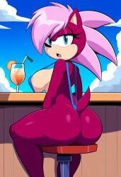 anthro ass booty breasts breasts hips magenta_fur mobian_(species) pink_hair seductive_look sonia_the_hedgehog sonic_(series) sonic_underground waist