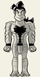 black_hair dick feet focus_on_penis gay male male_only muscle muscular muscular_male only_male penis penis_focus samson_(skulldudes) samson_(skullgirls) skulldudes