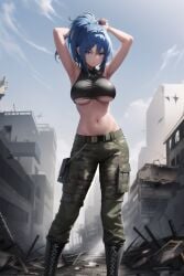 ai_generated blue_eyes blue_hair king_of_fighters leona_heidern metal_slug snk