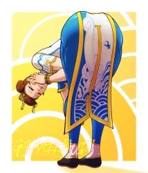 ass ass_bigger_than_head ass_focus bent_over bracelets brown_eyes brown_hair capcom cheongsam chun-li clothing dress face_down_ass_up feet female female_only fully_clothed galaxee_nut hair_bun hair_buns hand_on_head huge_ass lips looking_at_viewer looking_back muscle_mommy muscles muscular muscular_legs muscular_thighs presenting pussy shiny_skin shoes smile smiling smiling_at_viewer solo street_fighter street_fighter_6 tagme thick_lips thick_thighs thighs thunder_thighs tights