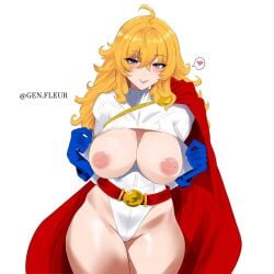 1girls alternate_version_available big_breasts blonde_hair breasts cosplay dc dc_comics female female_only genfleur0108 huge_breasts large_breasts long_hair power_girl_(cosplay) rwby superman_(series) yang_xiao_long