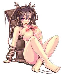 1futa autopaizuri black_hair breasts censored chocolate erect_nipples food futa_only futanari goo_girl hair intersex large_breasts long_hair monster_girl nipples nude original paizuri penis purple_eyes pussy shimazaka solo tied_hair tongue tongue_out twintails