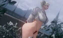 blonde_female blonde_hair cleavage femroe final_fantasy_xiv huge_ass huge_breasts lingerie prostitution rape_slave roegadyn roleplay thong