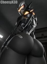 3d armor ass_focus big_ass cheesyx3d fortnite from_behind from_below looking_at_viewer looking_back oblivion_(fortnite) robot robot_girl self_upload thick_ass