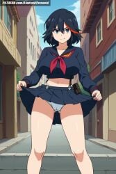 ai_generated aindroidparanoid ass big_ass big_breasts black_hair blue_eyes busty cameltoe fat_ass female female_only huge_ass huge_breasts kill_la_kill large_ass large_breasts legs matoi_ryuuko multicolored_hair panties school_uniform schoolgirl schoolgirl_uniform shirt short_hair skirt stable_diffusion thick_thighs uniform