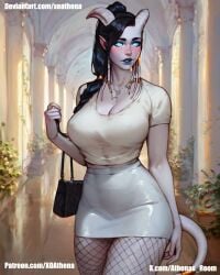 ai_generated athena draenei, goddess horns reincarnation skirt succubus thick_thighs world_of_warcraft