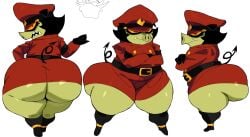 1girls 2024 cyberlord1109 dress fat_ass female green_skin hat huge_ass original_character pig pig_girl pig_nose pigtail red_clothing red_hat shortstack tail