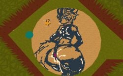 anthro cum_in_ass cum_on_butt furry latex_gloves latex_thighhighs leaking_cum looking_at_viewer looking_back luoboox pixel_art presenting_hindquarters screenshot webfishing webfishing_chalk_art