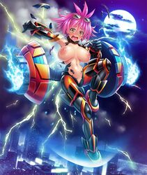 armor asahi bodysuit breasts city curvy female flying full_armor full_body helmet large_breasts lilith-soft night nipples nude open_mouth pink_hair puffy_nipples rene_(taimanin_asagi) scared shiny shiny_skin short_hair sky taimanin_(series) taimanin_asagi taimanin_asagi_battle_arena tears yellow_eyes