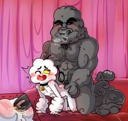 2016 all_fours anal anal_sex ass balls blue_eyes blush cartoon_network cloud collar colored_cum cum cum_inside doggy_style duo erection fluffy from_behind_position fur hair kmf97 leash leash_and_collar male master/slave mr._small mr._yoshida nipples nude open_mouth penetration penis rainbow_cum red_eyes sex simple_background size_difference smile the_amazing_world_of_gumball tongue tongue_out unusual_cum white_fur yaoi